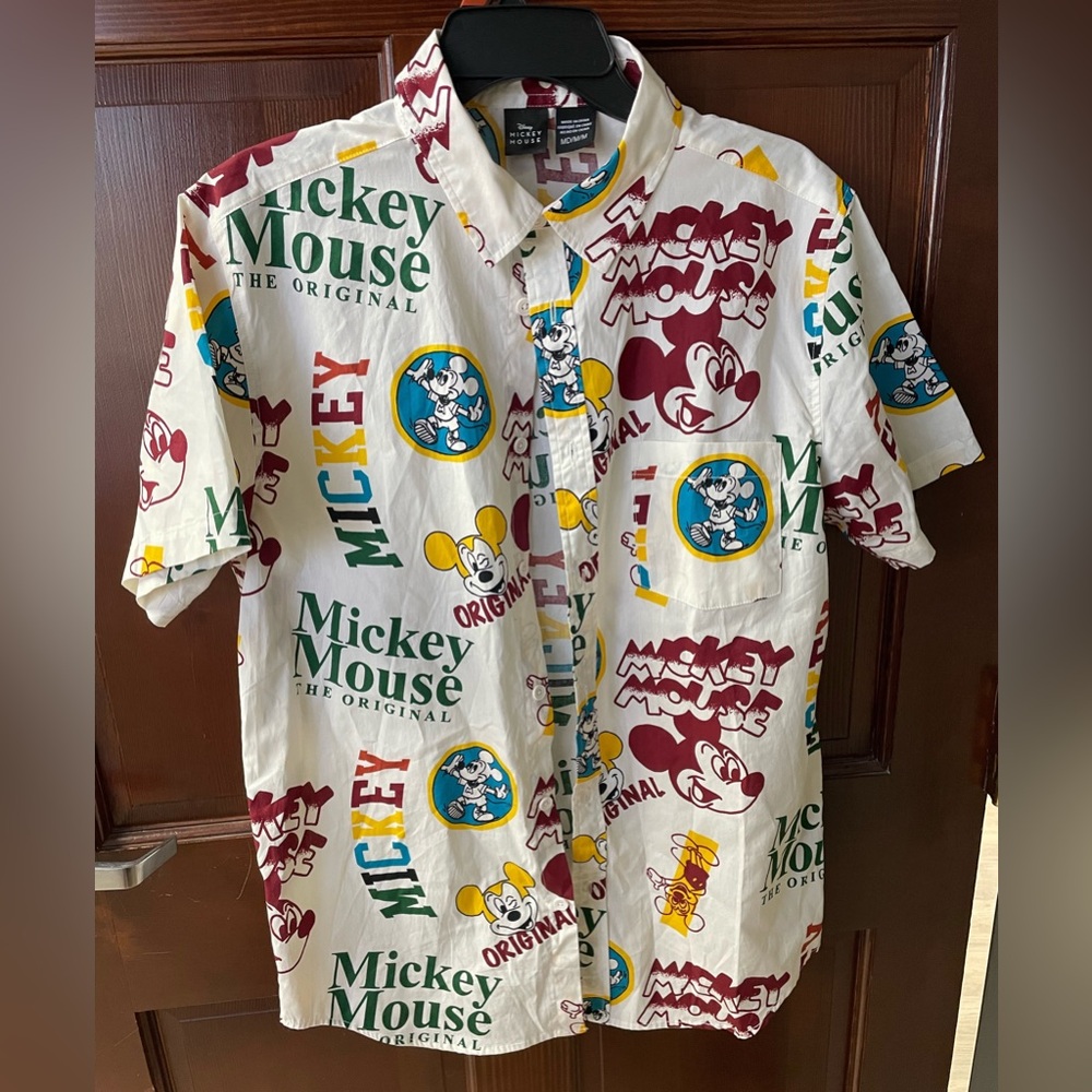 Disney Mickey Mouse Short Sleeve Button Down Mens Size Size M